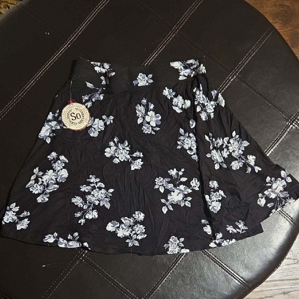 SO Black Floral Skater Skirt